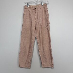 Lykke Wullf Pants Women's Medium Red White Stripe Carpenter Denim USA High Rise